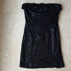 Altar'd State Black Strapless Sequin Dress